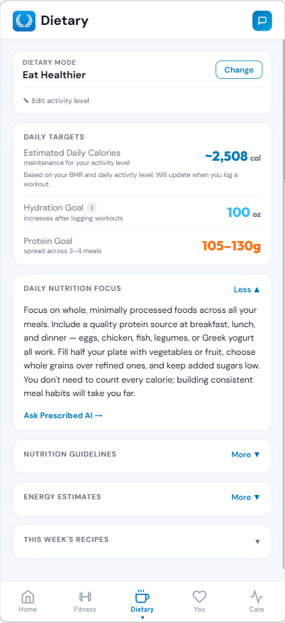 Nutrition and dietary guidance