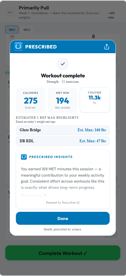 AI-powered workout summary